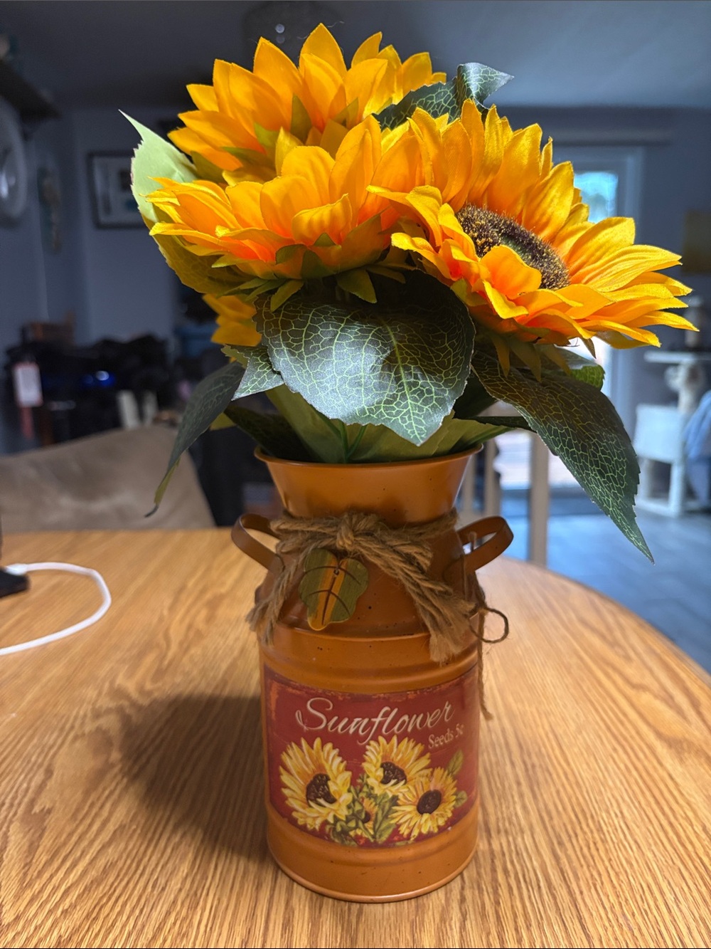 Sunflower Vase with Faux Sunflowers